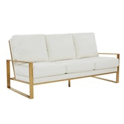 Jefferson 3-Seater Velvet/Leather Full Size Sofa in Stainless Steel - Elax Furniture
