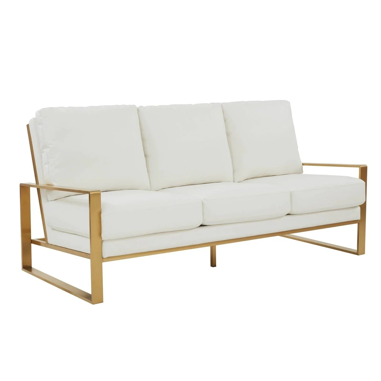 Jefferson 3-Seater Velvet/Leather Full Size Sofa in Stainless Steel - Elax Furniture