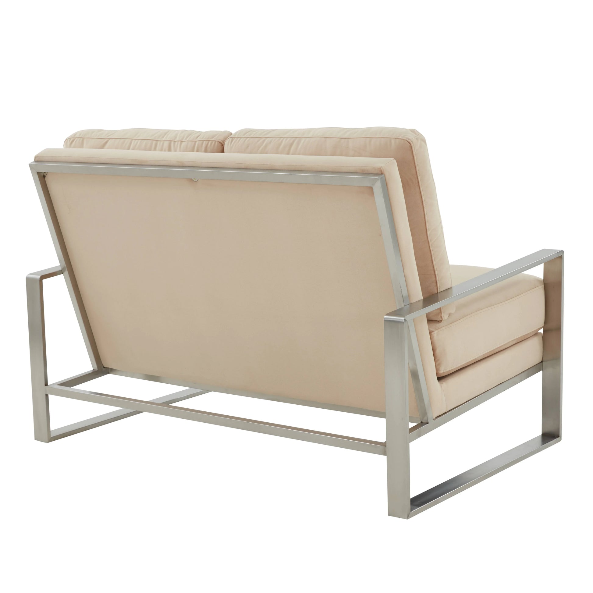 Jefferson Contemporary Velvet/Leather Loveseat with Stainless Steel Frame - Elax Furniture
