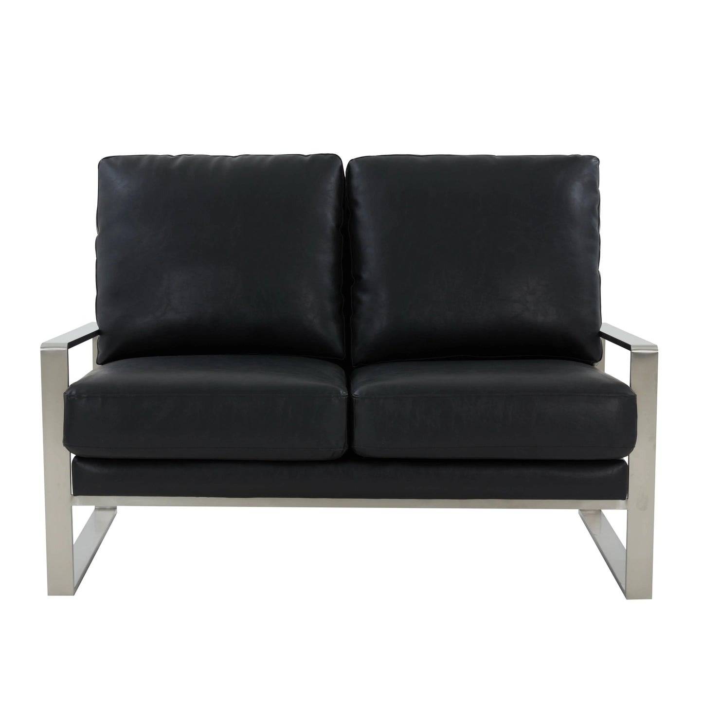 Jefferson Contemporary Velvet/Leather Loveseat with Stainless Steel Frame - Elax Furniture
