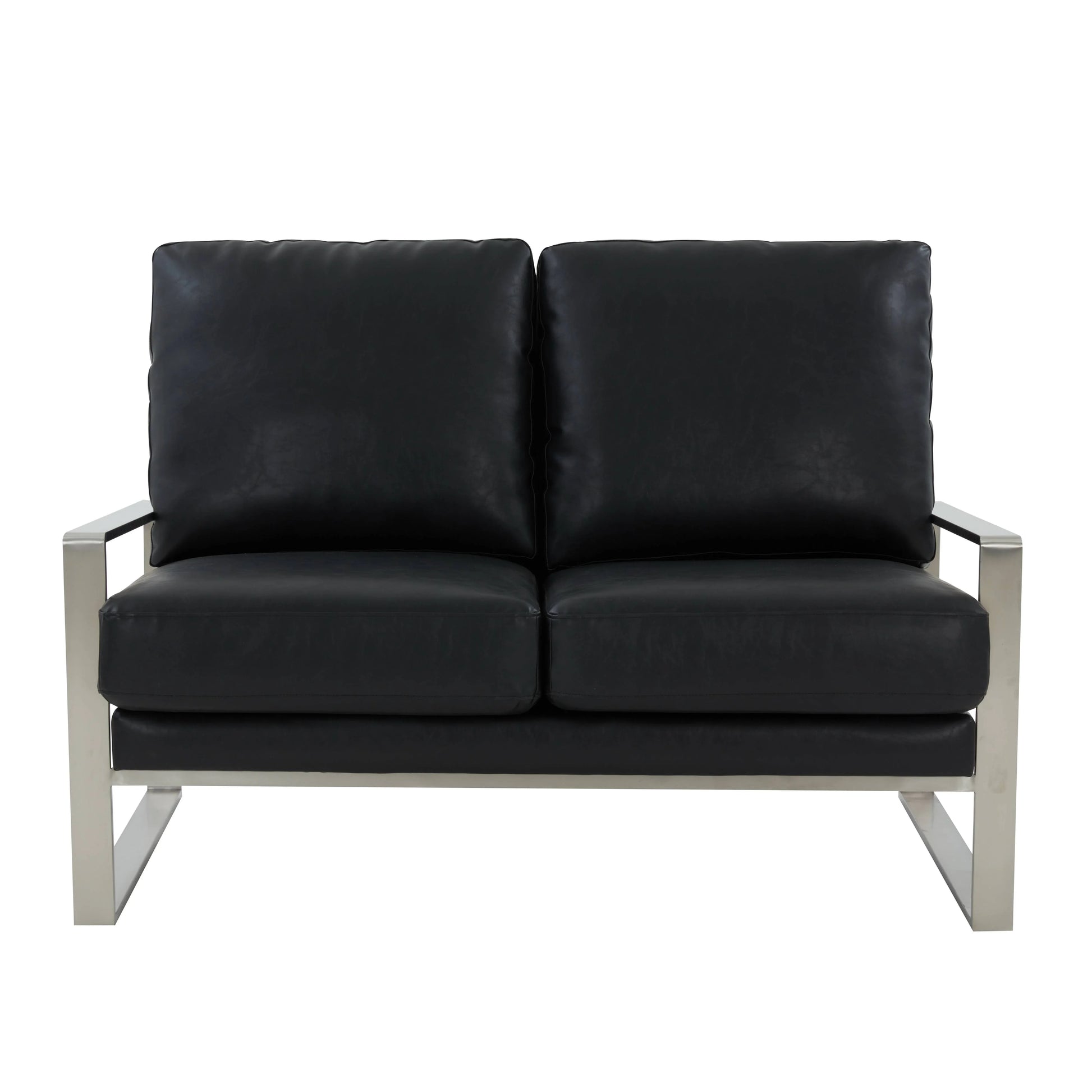 Jefferson Contemporary Velvet/Leather Loveseat with Stainless Steel Frame - Elax Furniture