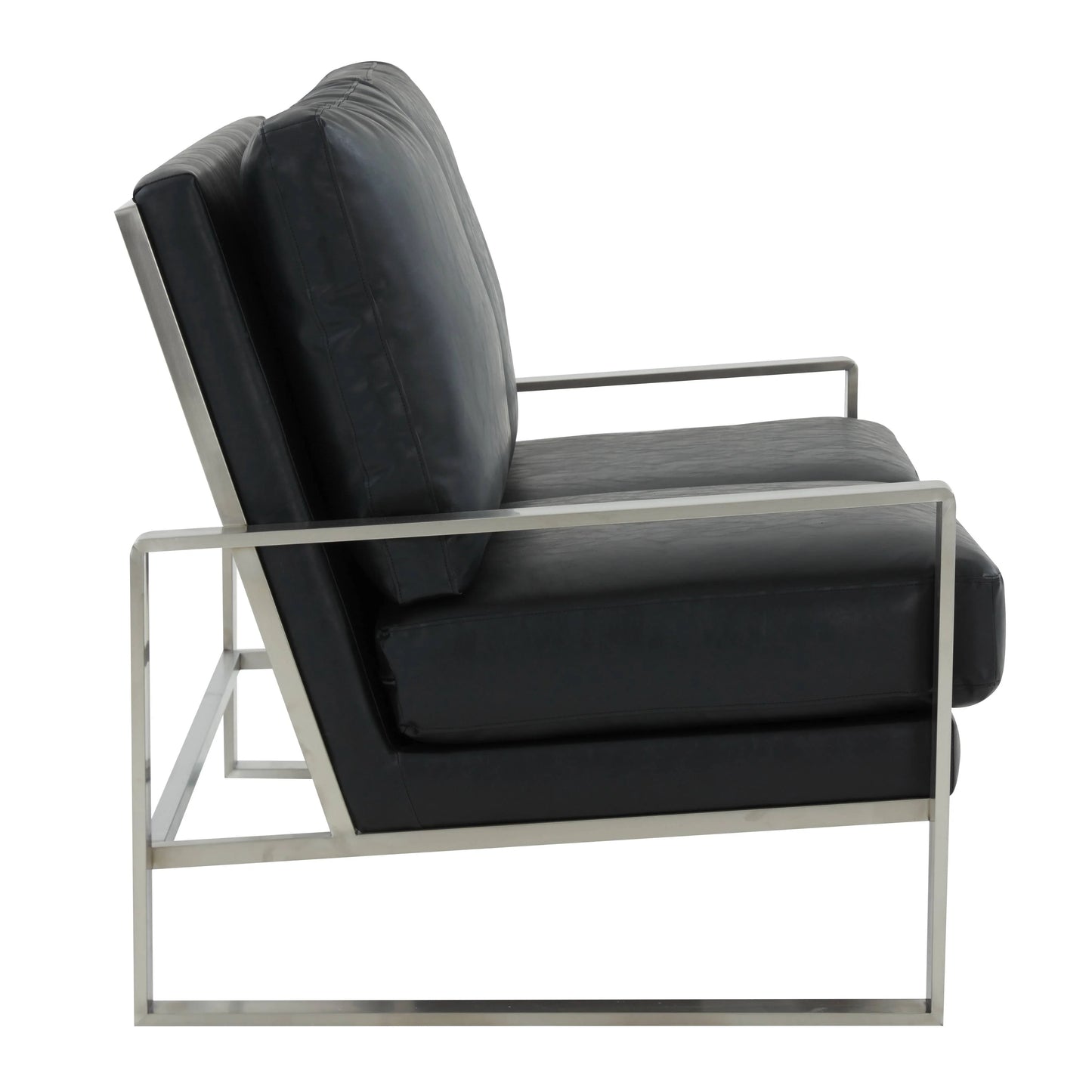 Jefferson Contemporary Velvet/Leather Loveseat with Stainless Steel Frame - Elax Furniture