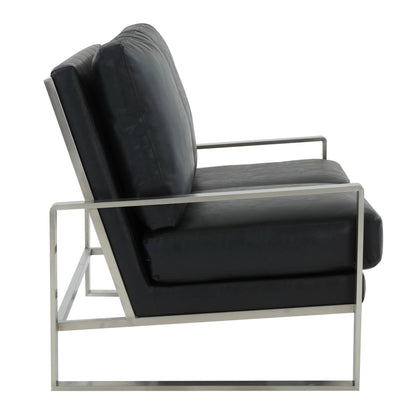 Jefferson Contemporary Velvet/Leather Loveseat with Stainless Steel Frame - Elax Furniture