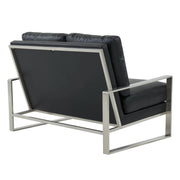 Jefferson Contemporary Velvet/Leather Loveseat with Stainless Steel Frame - Elax Furniture