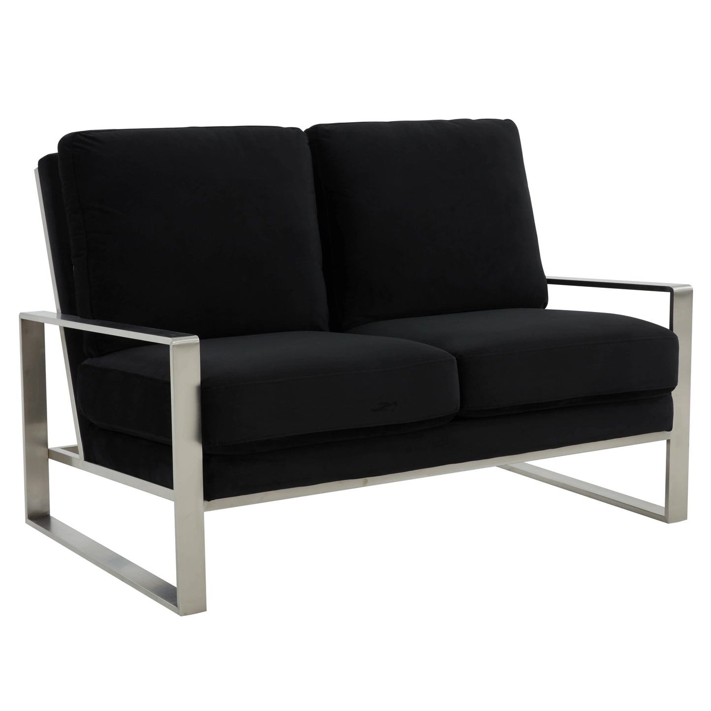 Jefferson Contemporary Velvet/Leather Loveseat with Stainless Steel Frame - Elax Furniture