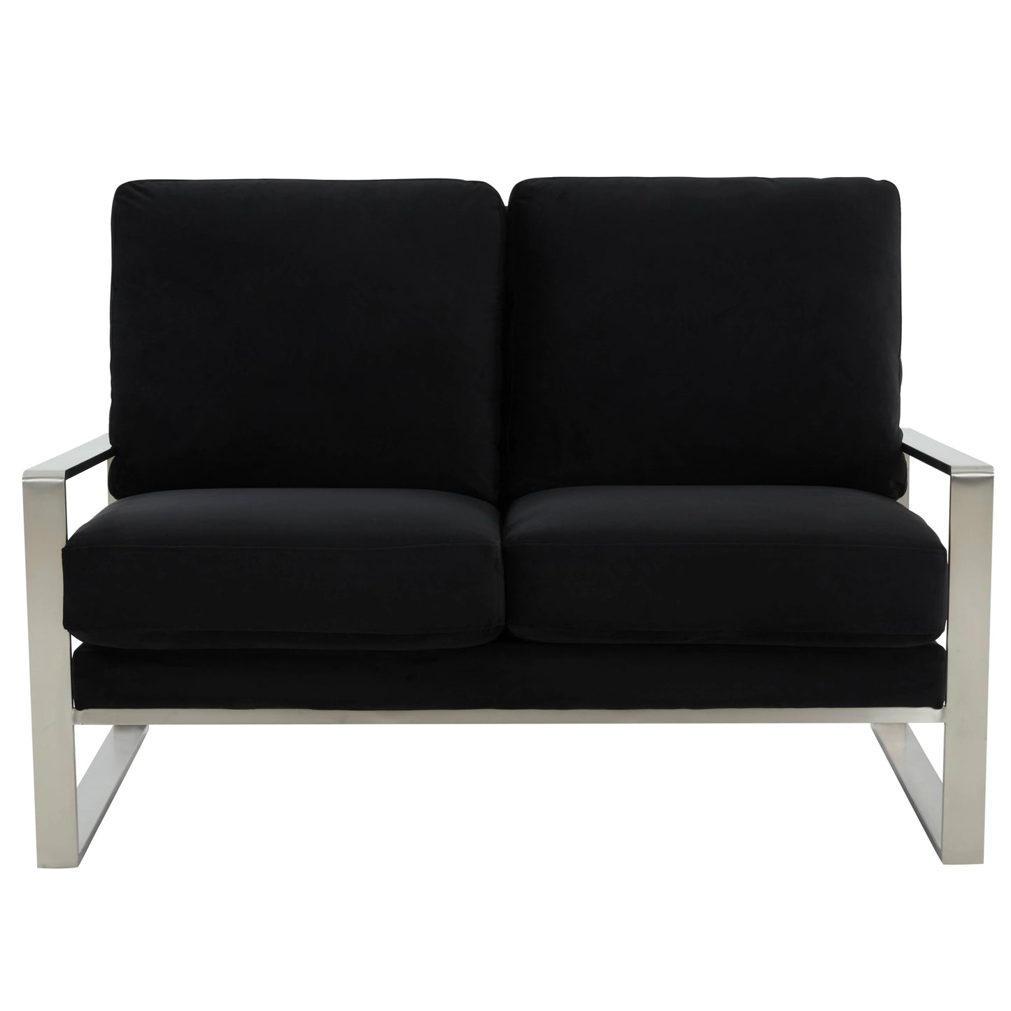 Jefferson Contemporary Velvet/Leather Loveseat with Stainless Steel Frame - Elax Furniture