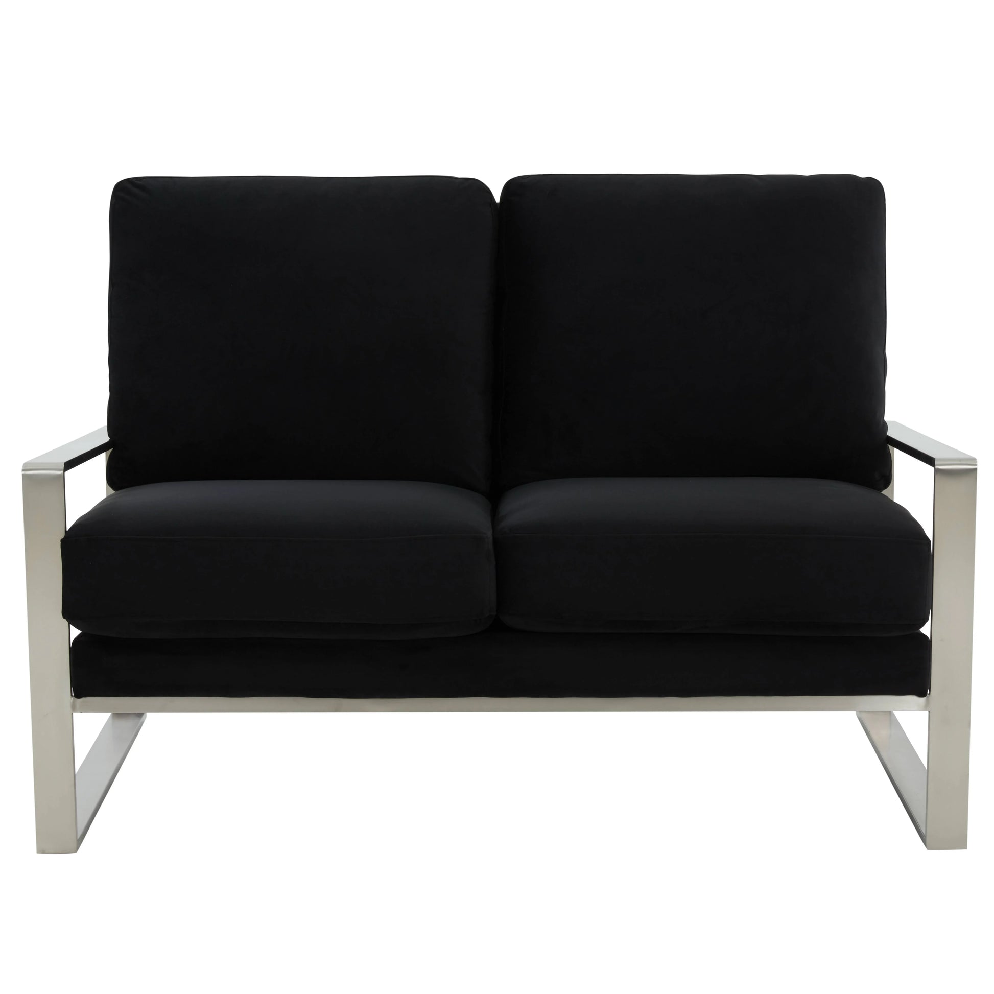 Jefferson Contemporary Velvet/Leather Loveseat with Stainless Steel Frame - Elax Furniture