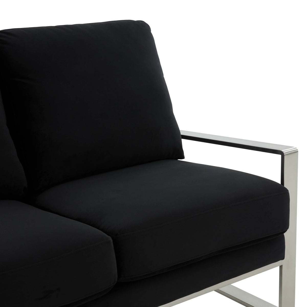 Jefferson Contemporary Velvet/Leather Loveseat with Stainless Steel Frame - Elax Furniture
