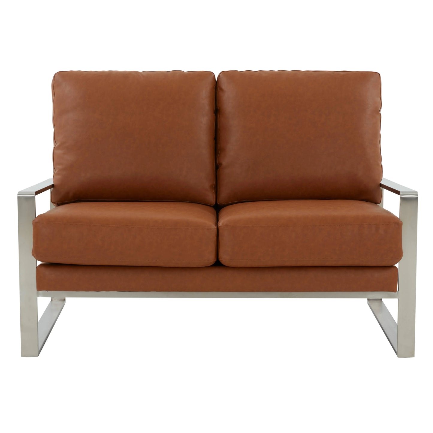 Jefferson Contemporary Velvet/Leather Loveseat with Stainless Steel Frame - Elax Furniture