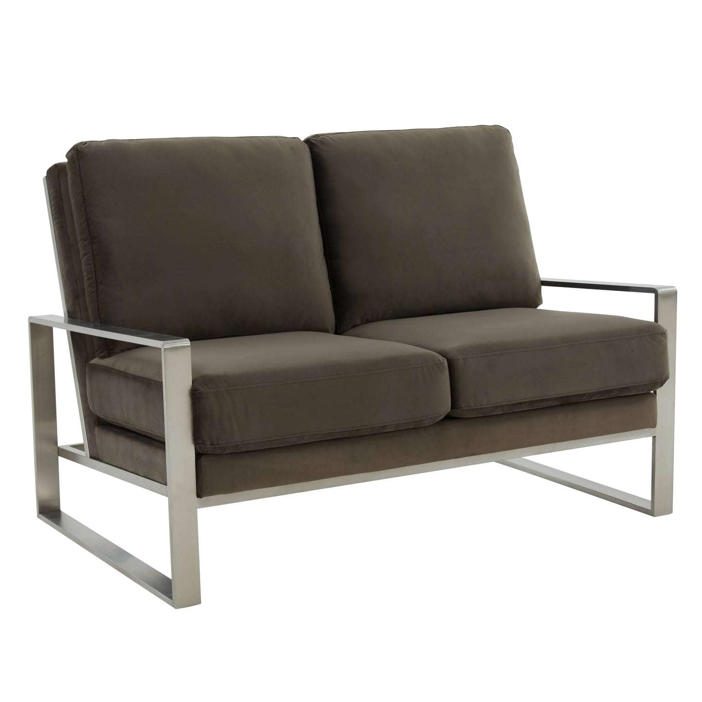 Jefferson Contemporary Velvet/Leather Loveseat with Stainless Steel Frame - Elax Furniture