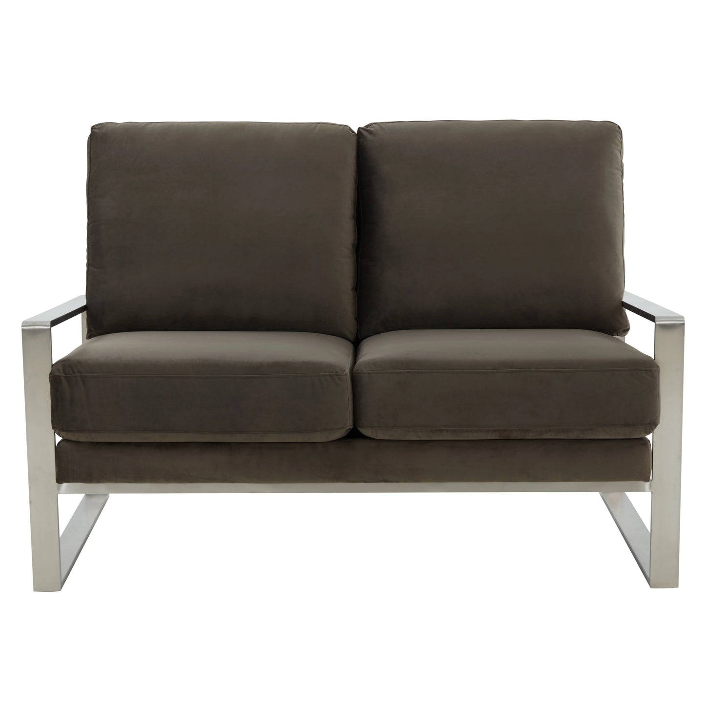 Jefferson Contemporary Velvet/Leather Loveseat with Stainless Steel Frame - Elax Furniture