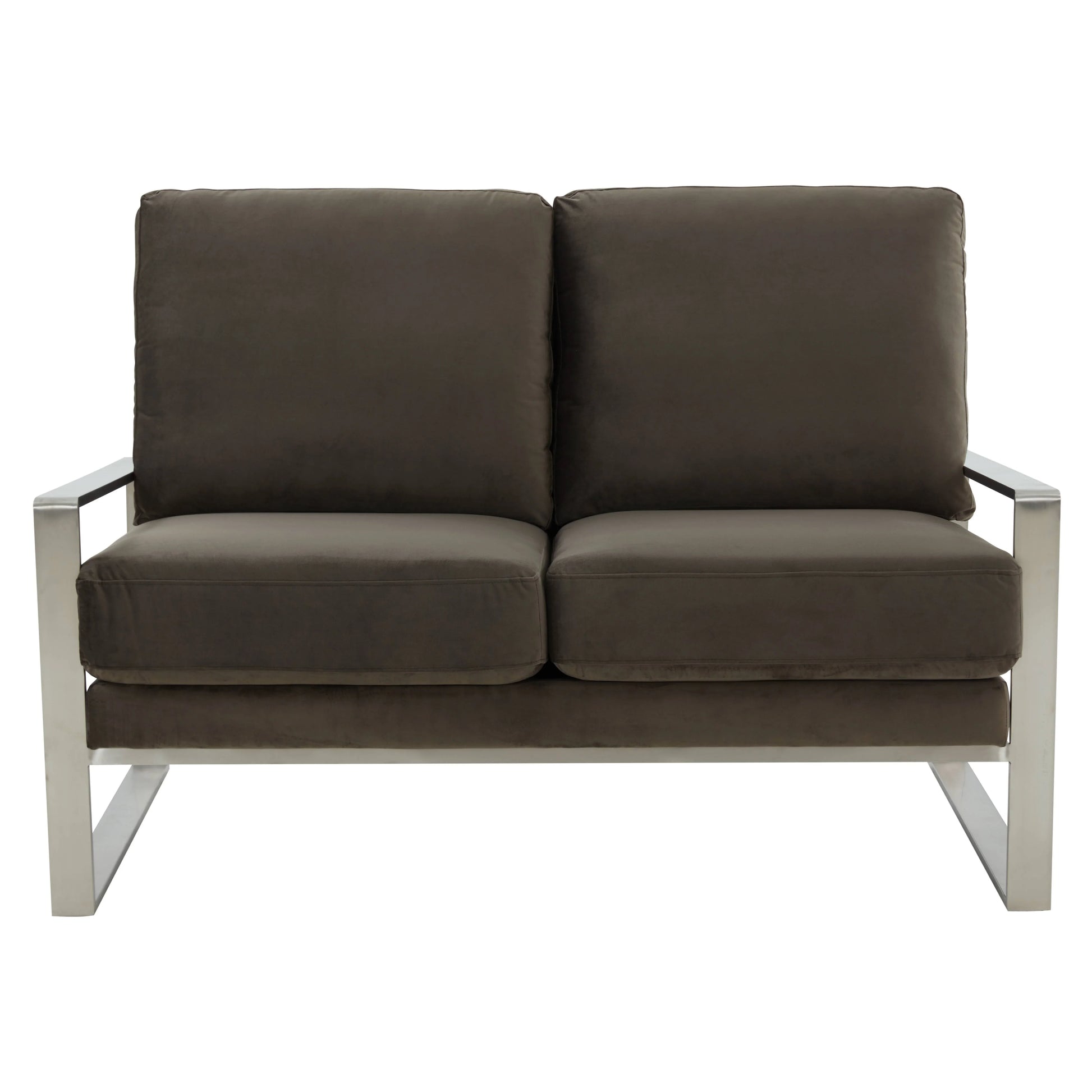 Jefferson Contemporary Velvet/Leather Loveseat with Stainless Steel Frame - Elax Furniture