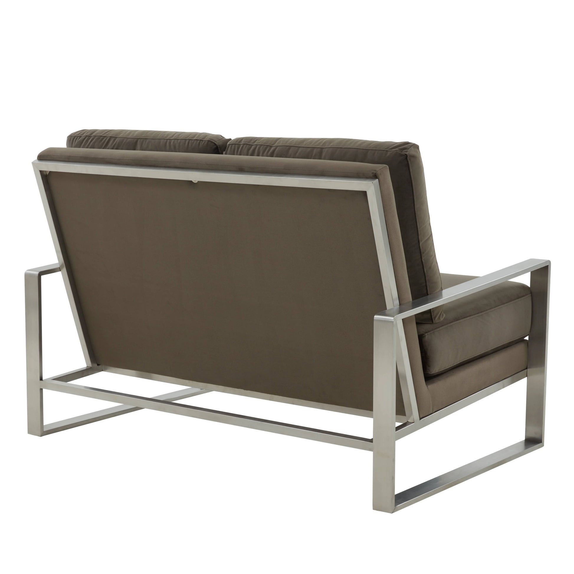 Jefferson Contemporary Velvet/Leather Loveseat with Stainless Steel Frame - Elax Furniture