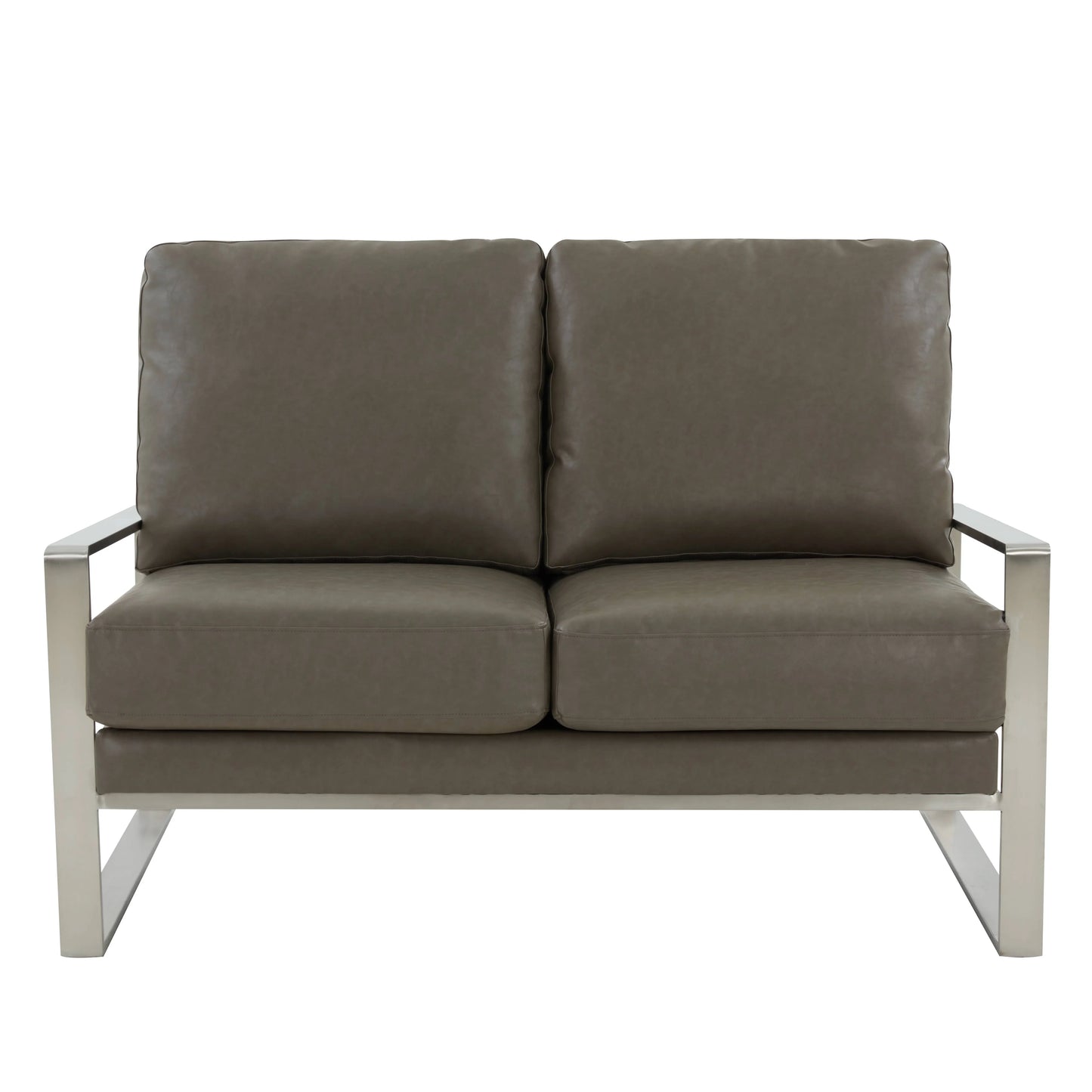 Jefferson Contemporary Velvet/Leather Loveseat with Stainless Steel Frame - Elax Furniture