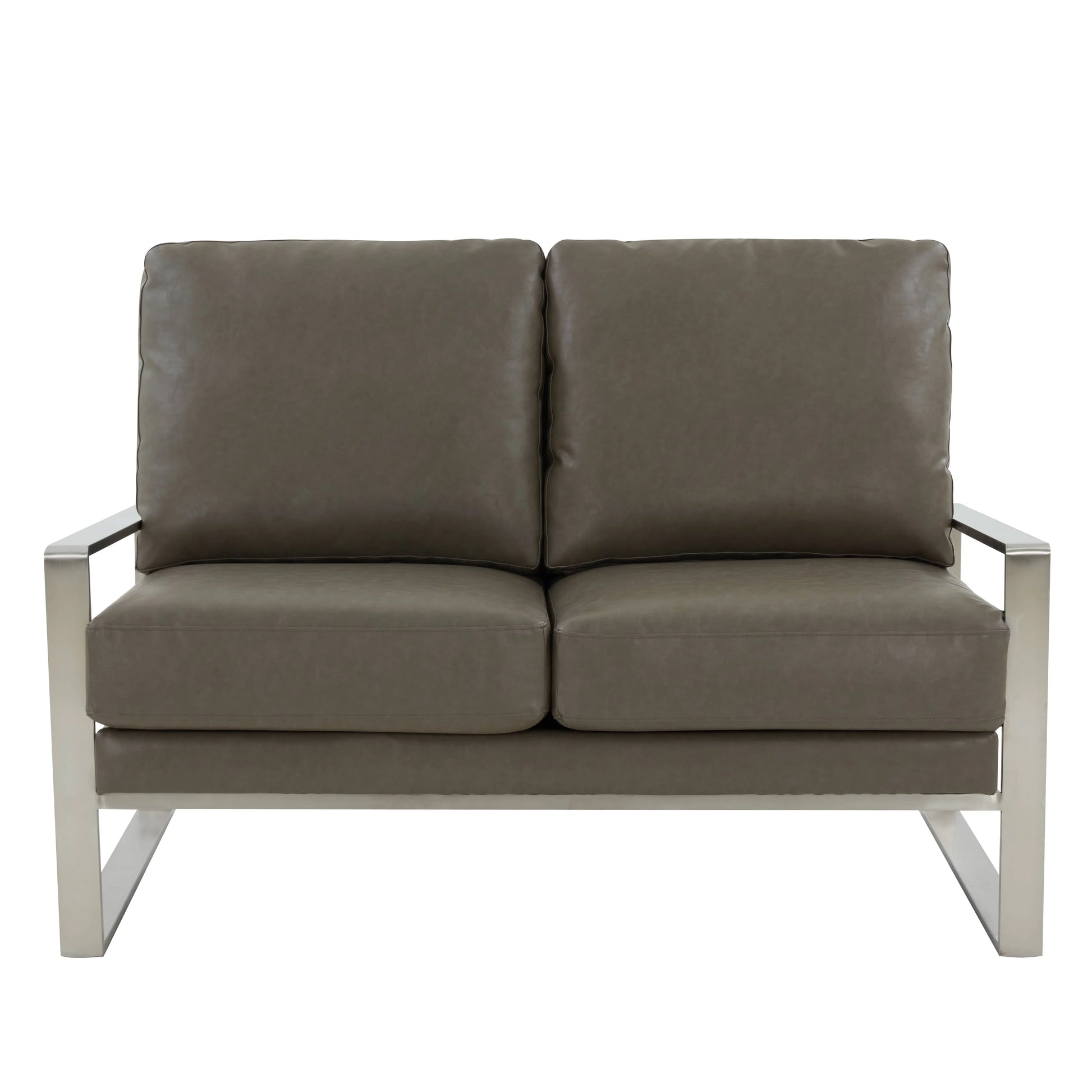 Jefferson Contemporary Velvet/Leather Loveseat with Stainless Steel Frame - Elax Furniture