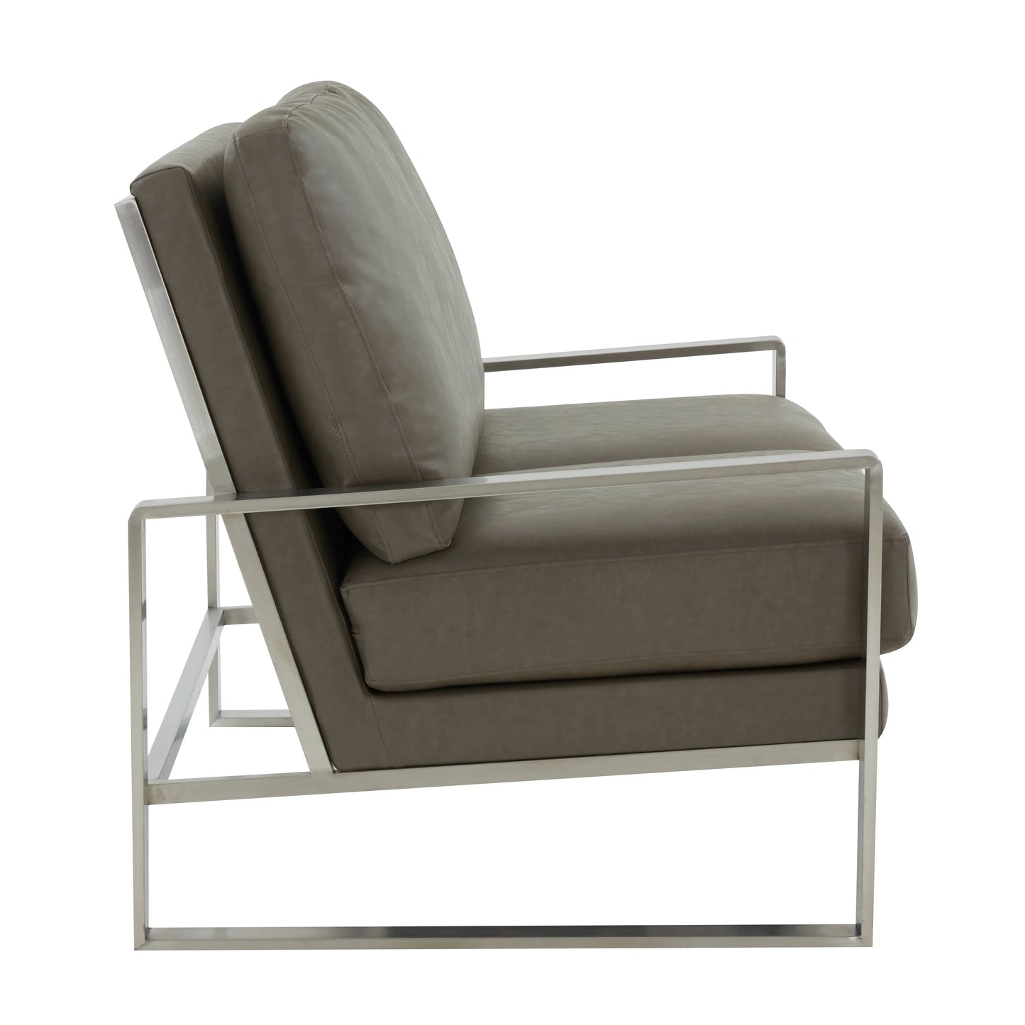 Jefferson Contemporary Velvet/Leather Loveseat with Stainless Steel Frame - Elax Furniture