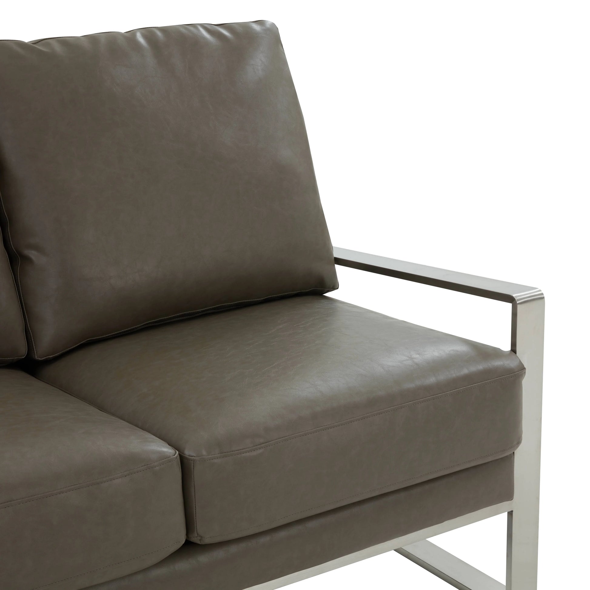 Jefferson Contemporary Velvet/Leather Loveseat with Stainless Steel Frame - Elax Furniture