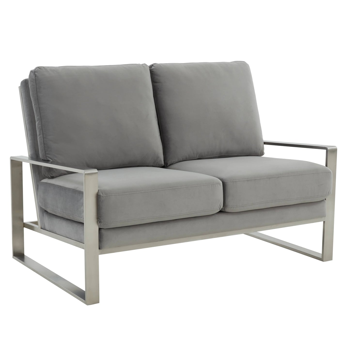 Jefferson Contemporary Velvet/Leather Loveseat with Stainless Steel Frame - Elax Furniture