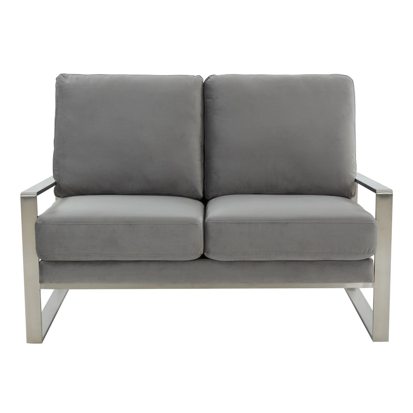 Jefferson Contemporary Velvet/Leather Loveseat with Stainless Steel Frame - Elax Furniture