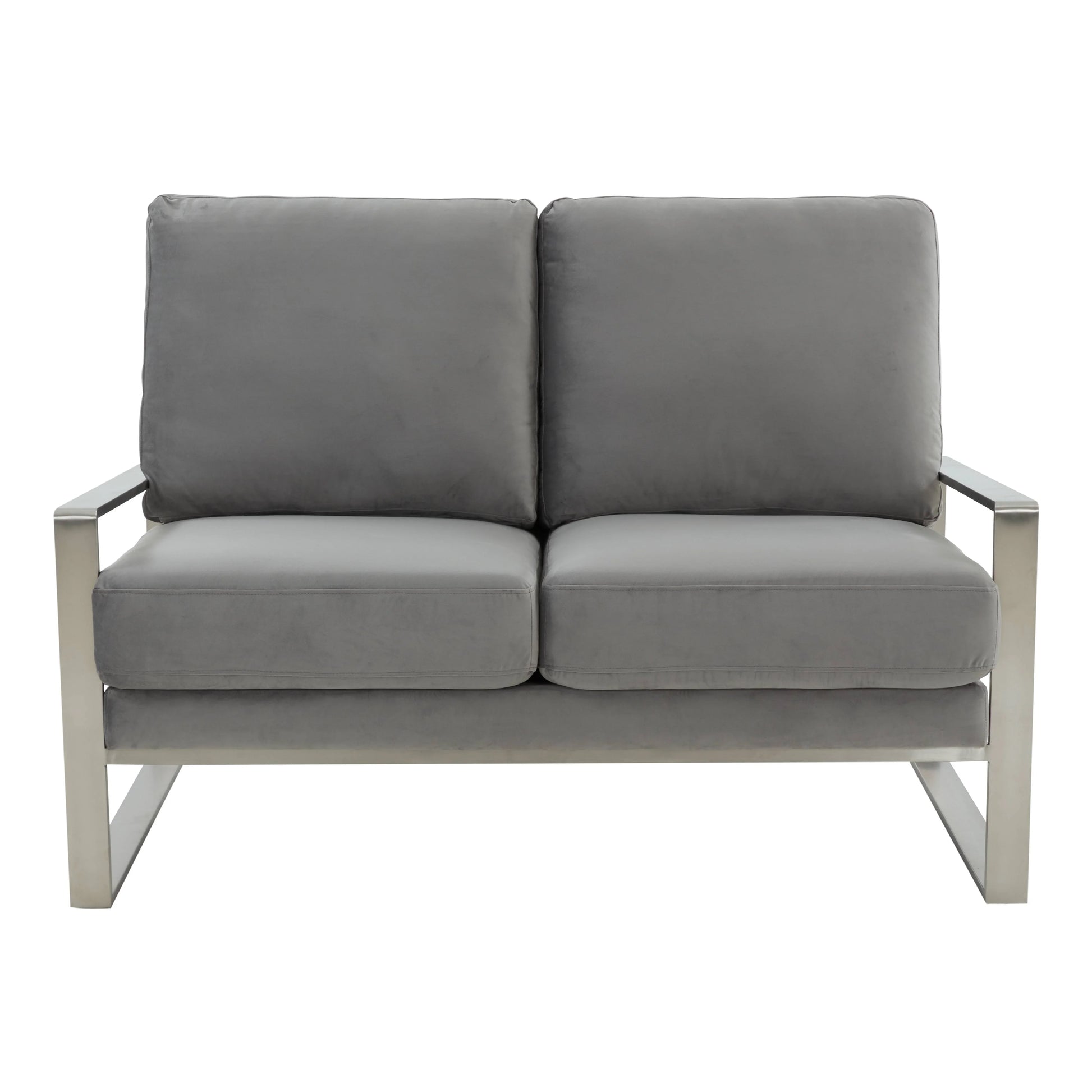 Jefferson Contemporary Velvet/Leather Loveseat with Stainless Steel Frame - Elax Furniture