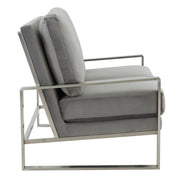 Jefferson Contemporary Velvet/Leather Loveseat with Stainless Steel Frame - Elax Furniture