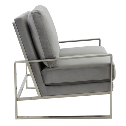 Jefferson Contemporary Velvet/Leather Loveseat with Stainless Steel Frame - Elax Furniture