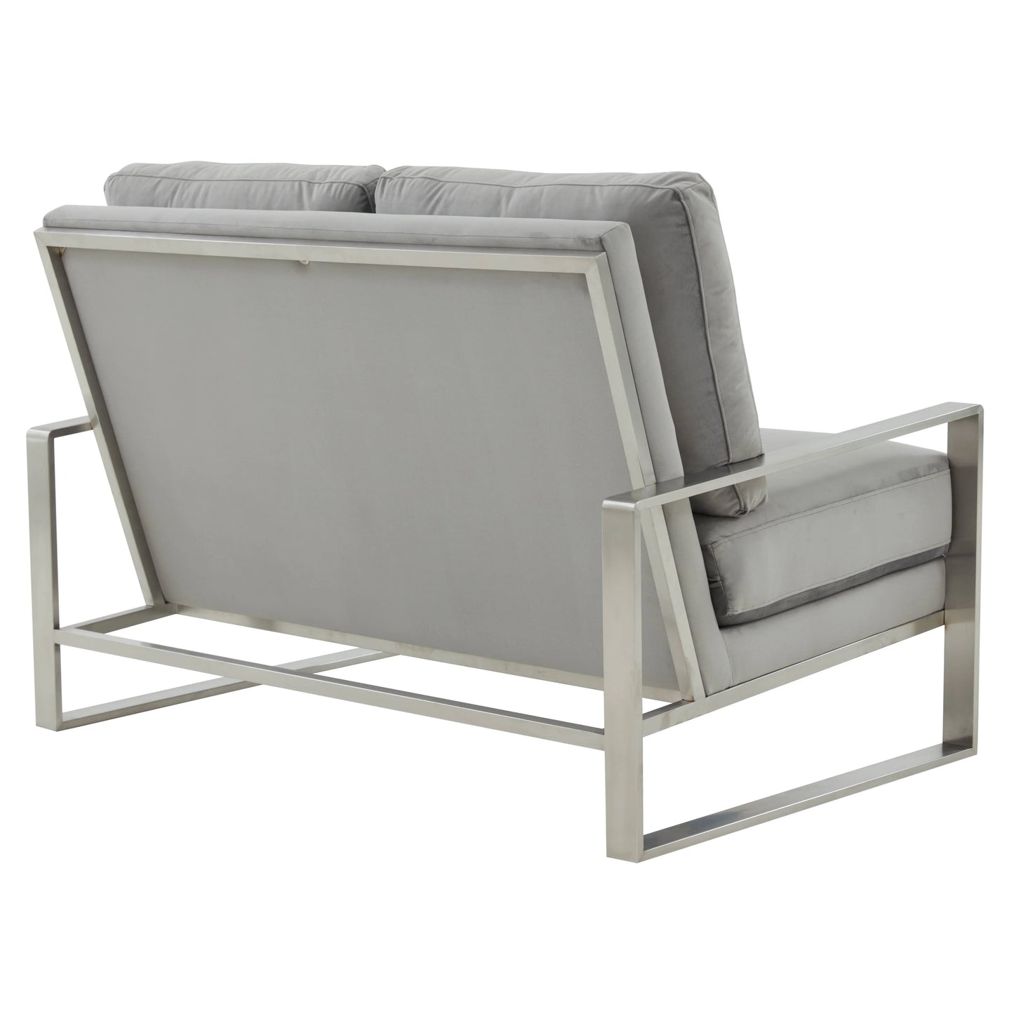 Jefferson Contemporary Velvet/Leather Loveseat with Stainless Steel Frame - Elax Furniture