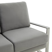 Jefferson Contemporary Velvet/Leather Loveseat with Stainless Steel Frame - Elax Furniture