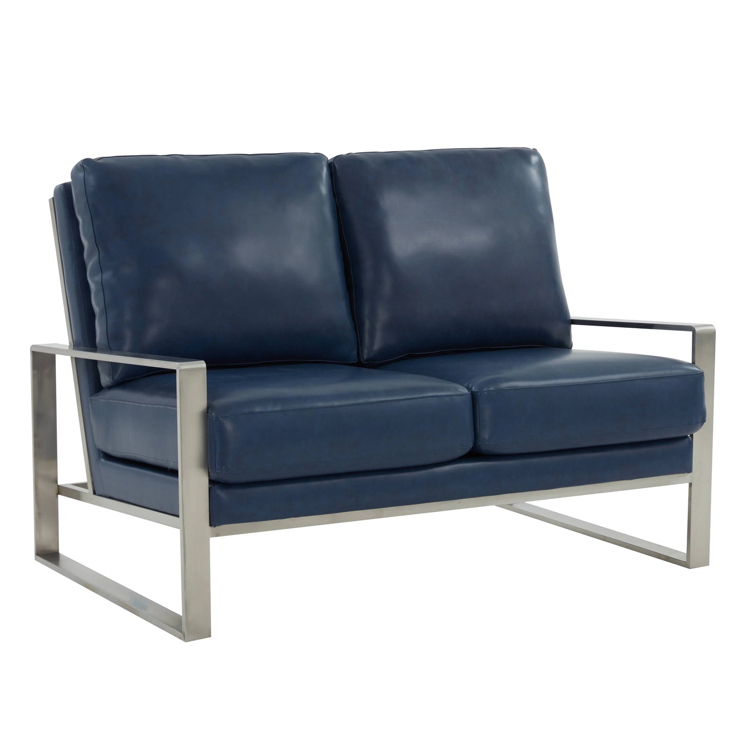 Jefferson Contemporary Velvet/Leather Loveseat with Stainless Steel Frame - Elax Furniture