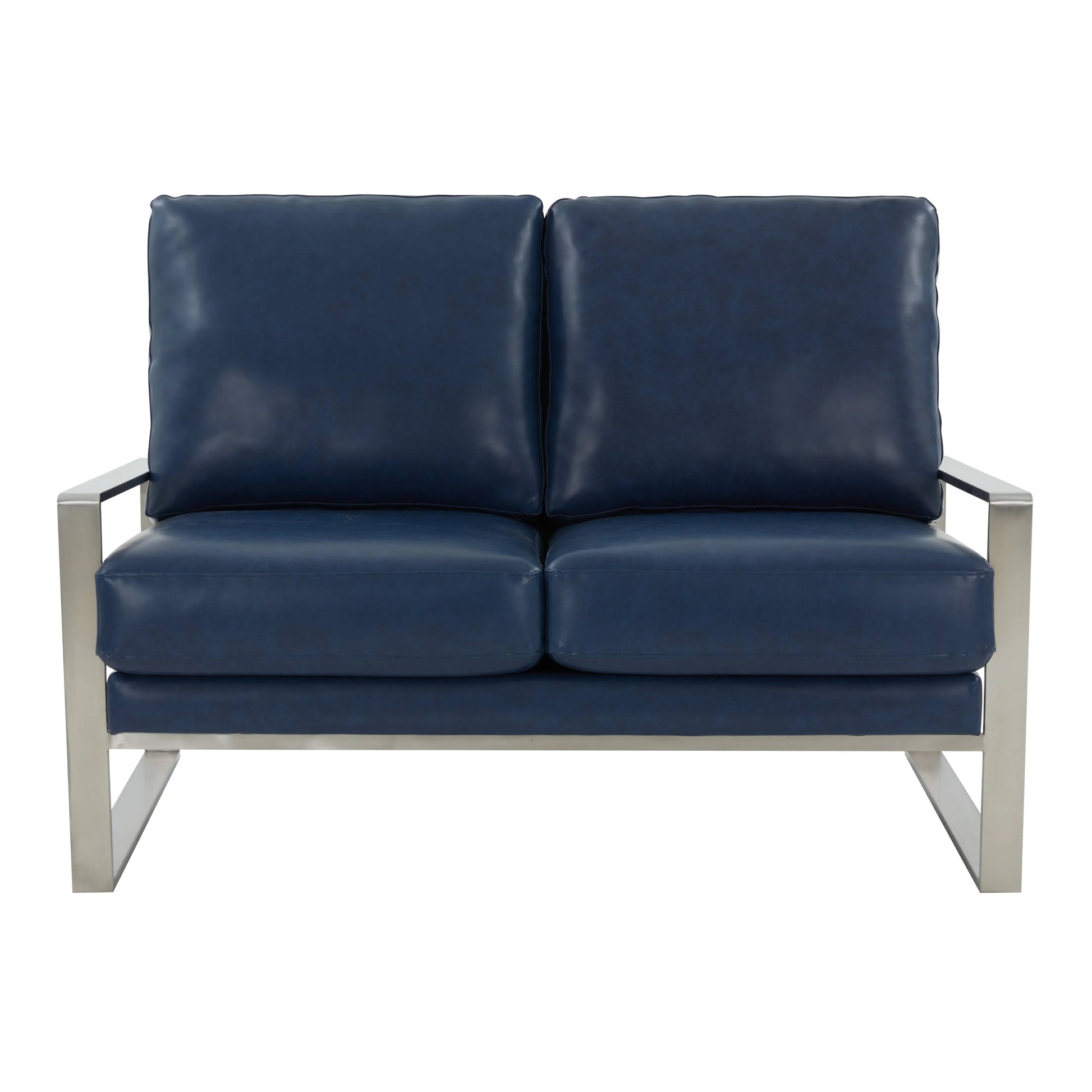 Jefferson Contemporary Velvet/Leather Loveseat with Stainless Steel Frame - Elax Furniture