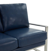 Jefferson Contemporary Velvet/Leather Loveseat with Stainless Steel Frame - Elax Furniture