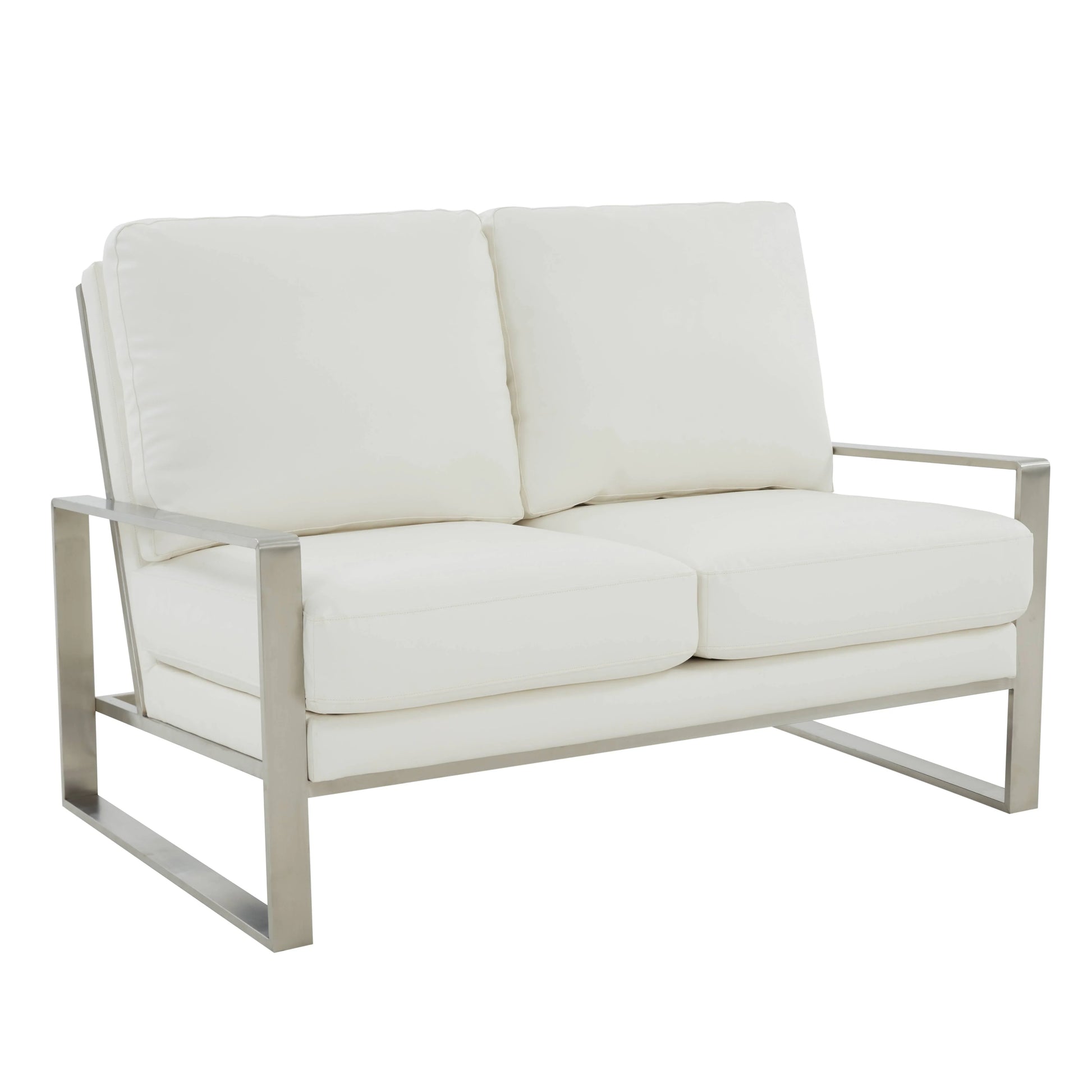 Jefferson Contemporary Velvet/Leather Loveseat with Stainless Steel Frame - Elax Furniture