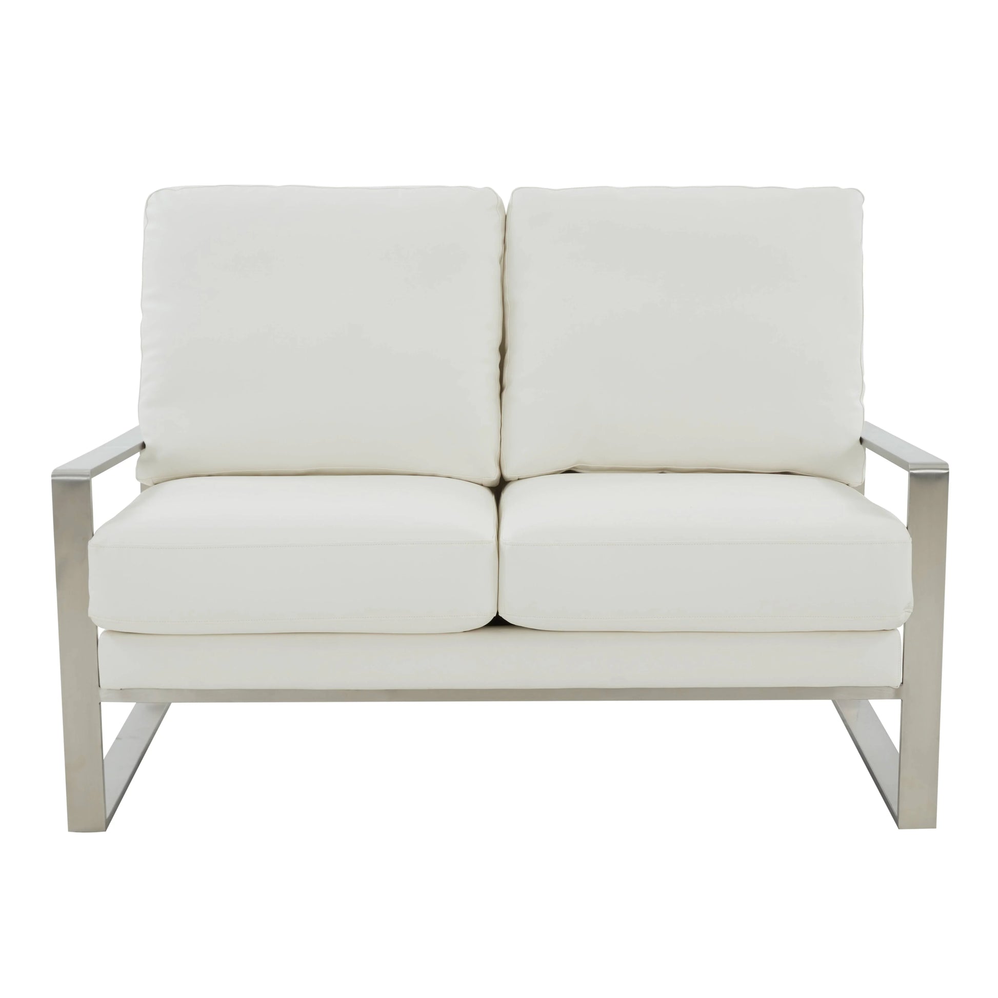 Jefferson Contemporary Velvet/Leather Loveseat with Stainless Steel Frame - Elax Furniture