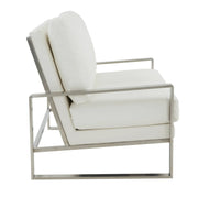 Jefferson Contemporary Velvet/Leather Loveseat with Stainless Steel Frame - Elax Furniture
