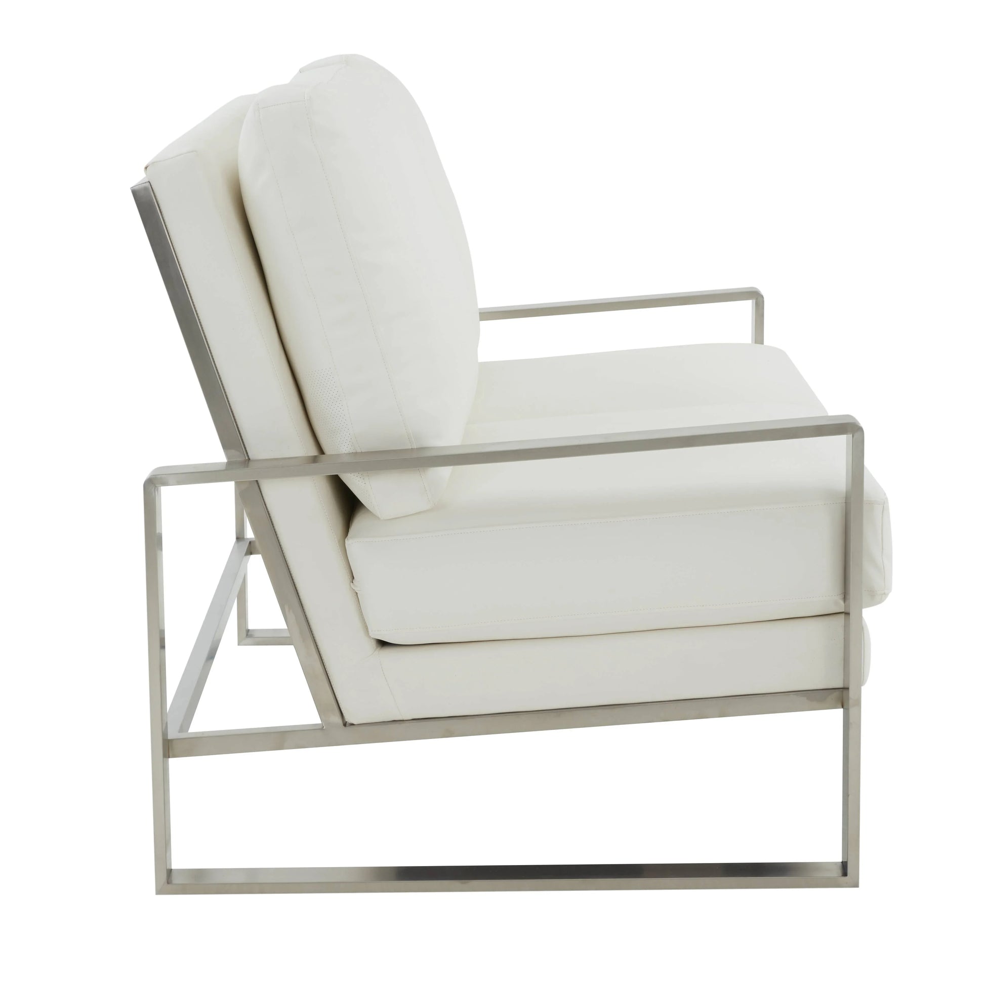 Jefferson Contemporary Velvet/Leather Loveseat with Stainless Steel Frame - Elax Furniture