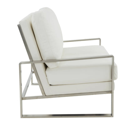 Jefferson Contemporary Velvet/Leather Loveseat with Stainless Steel Frame - Elax Furniture