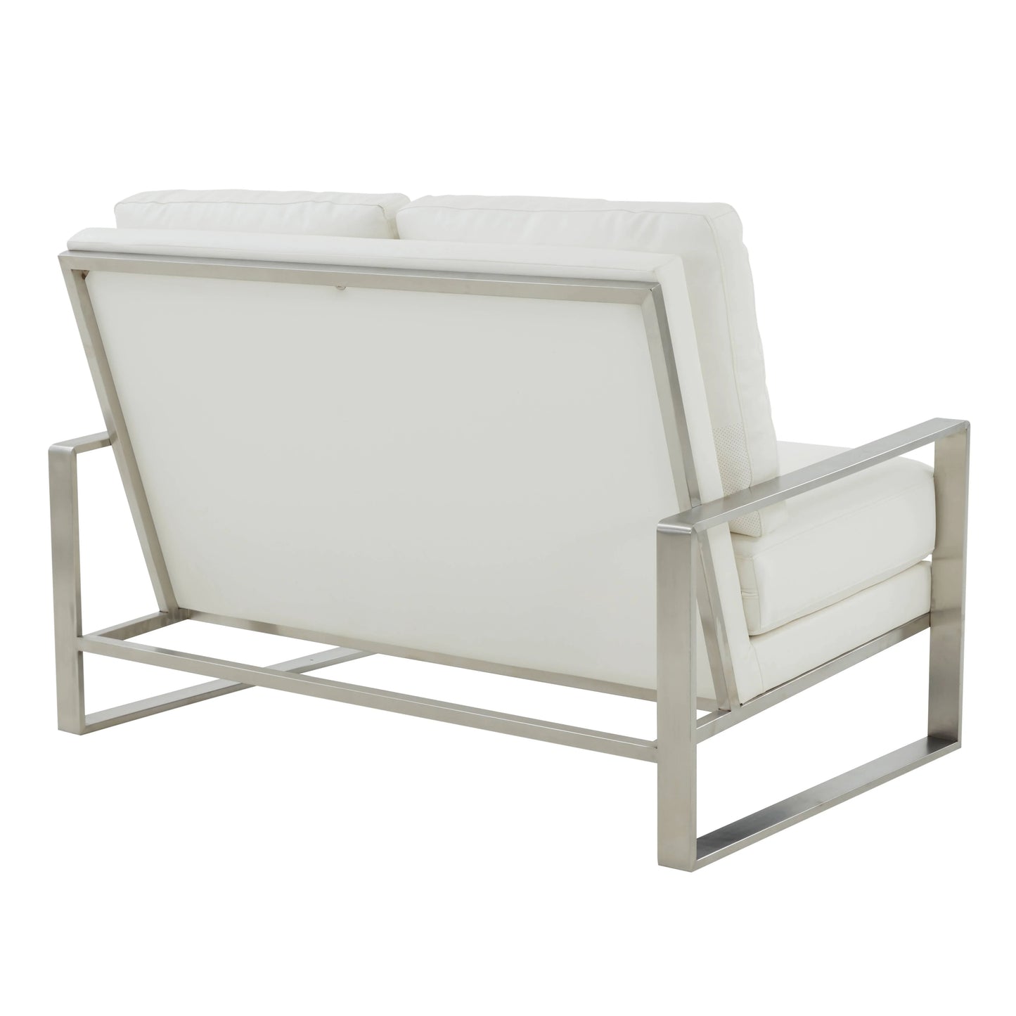 Jefferson Contemporary Velvet/Leather Loveseat with Stainless Steel Frame - Elax Furniture