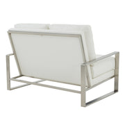 Jefferson Contemporary Velvet/Leather Loveseat with Stainless Steel Frame - Elax Furniture