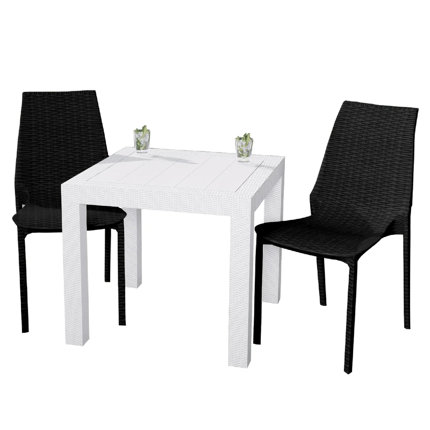 Kent Mid-Century Modern Weave Design 3-Piece Outdoor Patio Dining Set - Elax Furniture