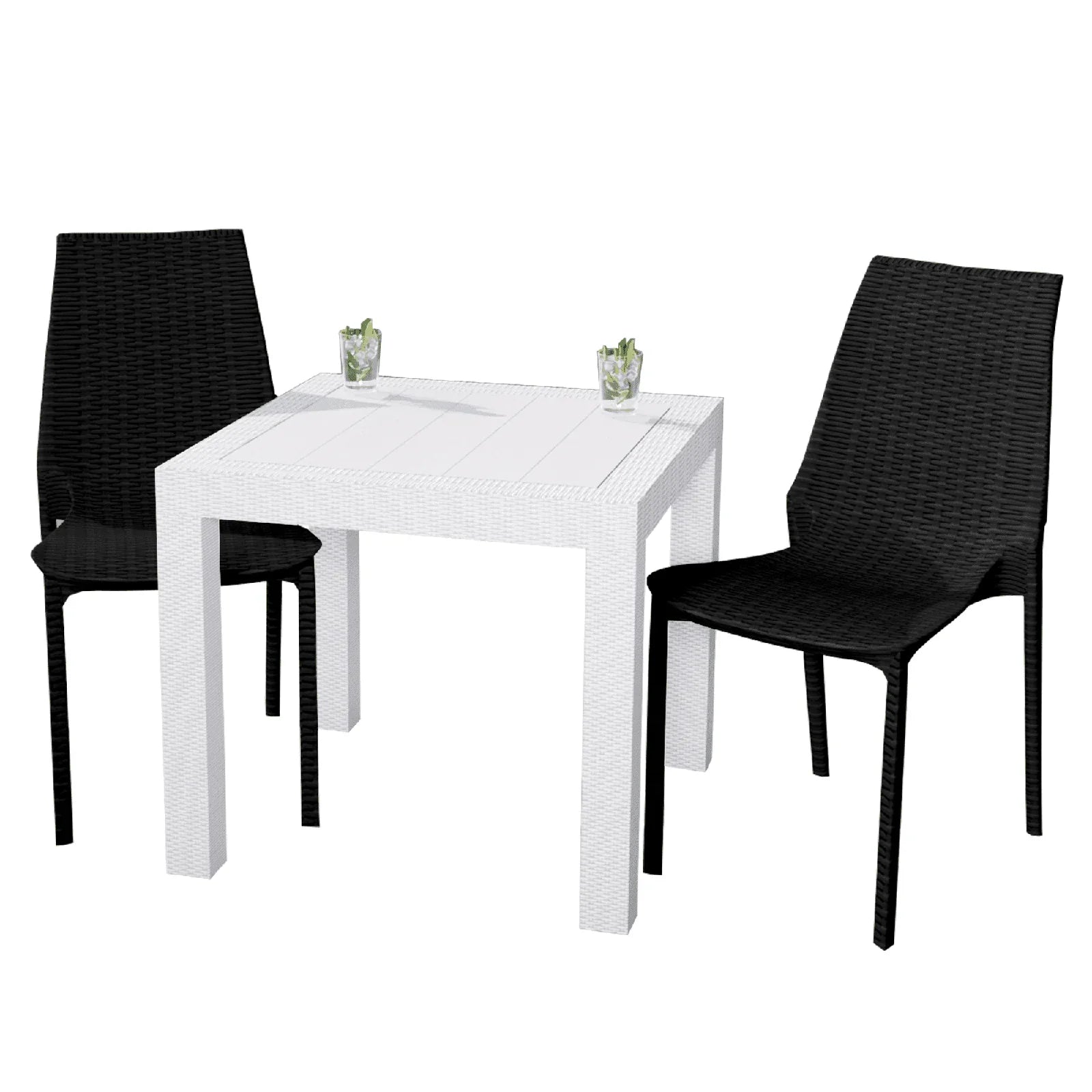 Kent Mid-Century Modern Weave Design 3-Piece Outdoor Patio Dining Set - Elax Furniture