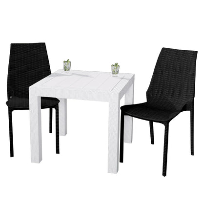 Kent Mid-Century Modern Weave Design 3-Piece Outdoor Patio Dining Set - Elax Furniture