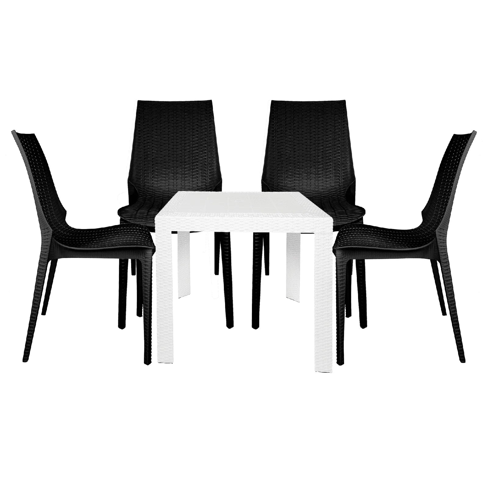 Kent Mid-Century Modern Weave Design 5-Piece Outdoor Patio Dining Set - Elax Furniture