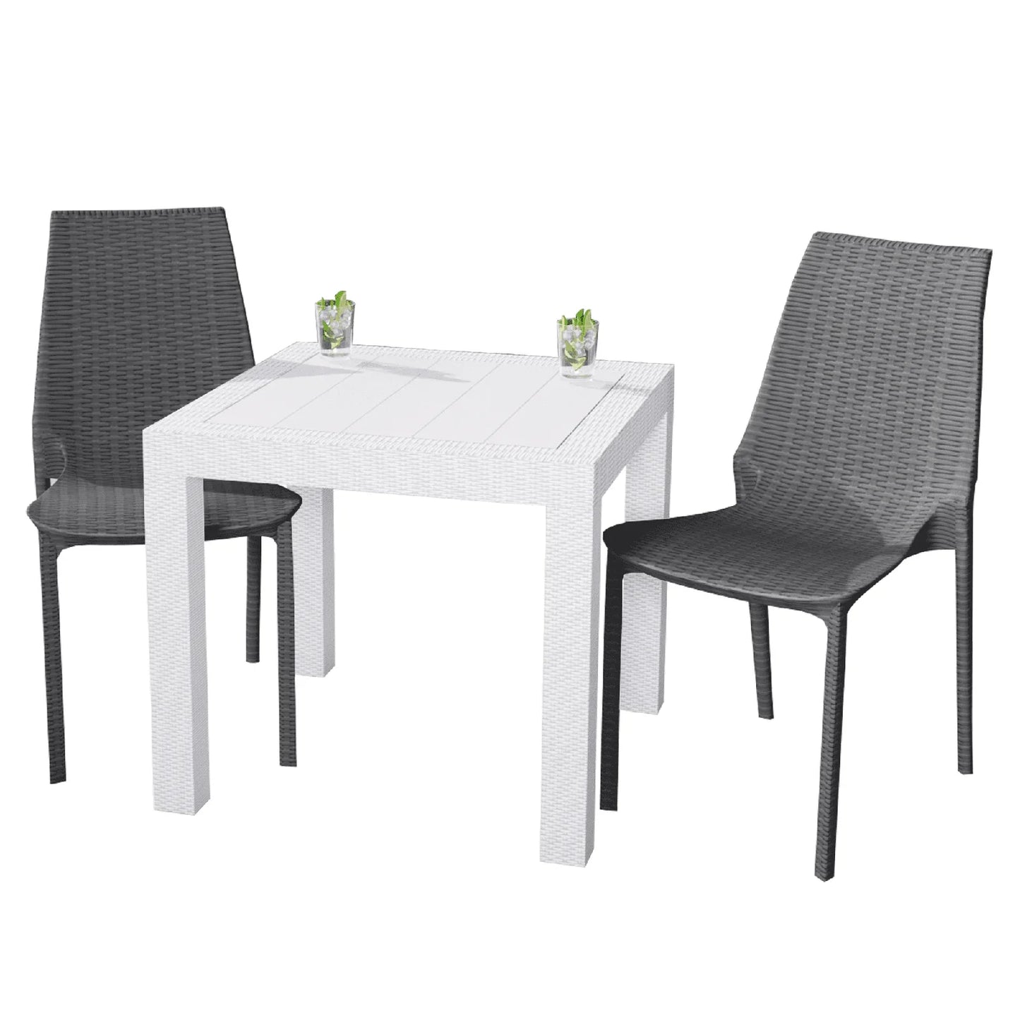 Kent Mid-Century Modern Weave Design 3-Piece Outdoor Patio Dining Set - Elax Furniture