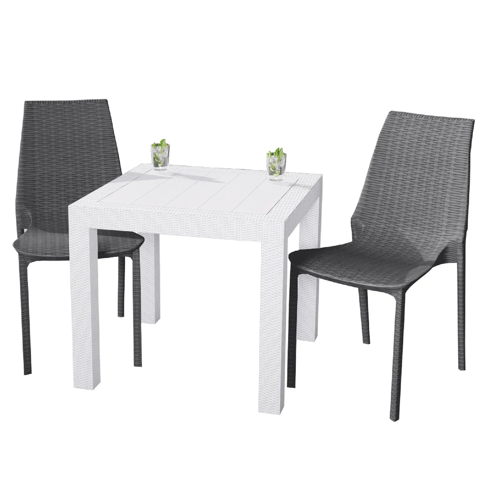 Kent Mid-Century Modern Weave Design 3-Piece Outdoor Patio Dining Set - Elax Furniture