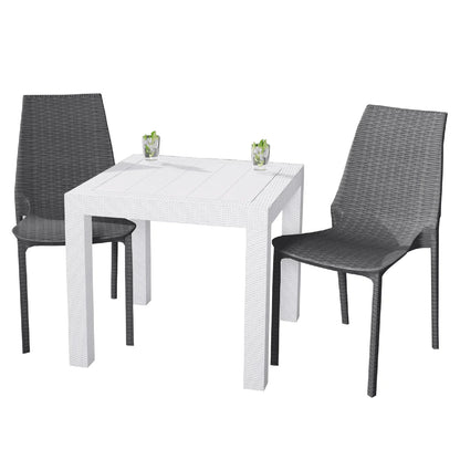 Kent Mid-Century Modern Weave Design 3-Piece Outdoor Patio Dining Set - Elax Furniture