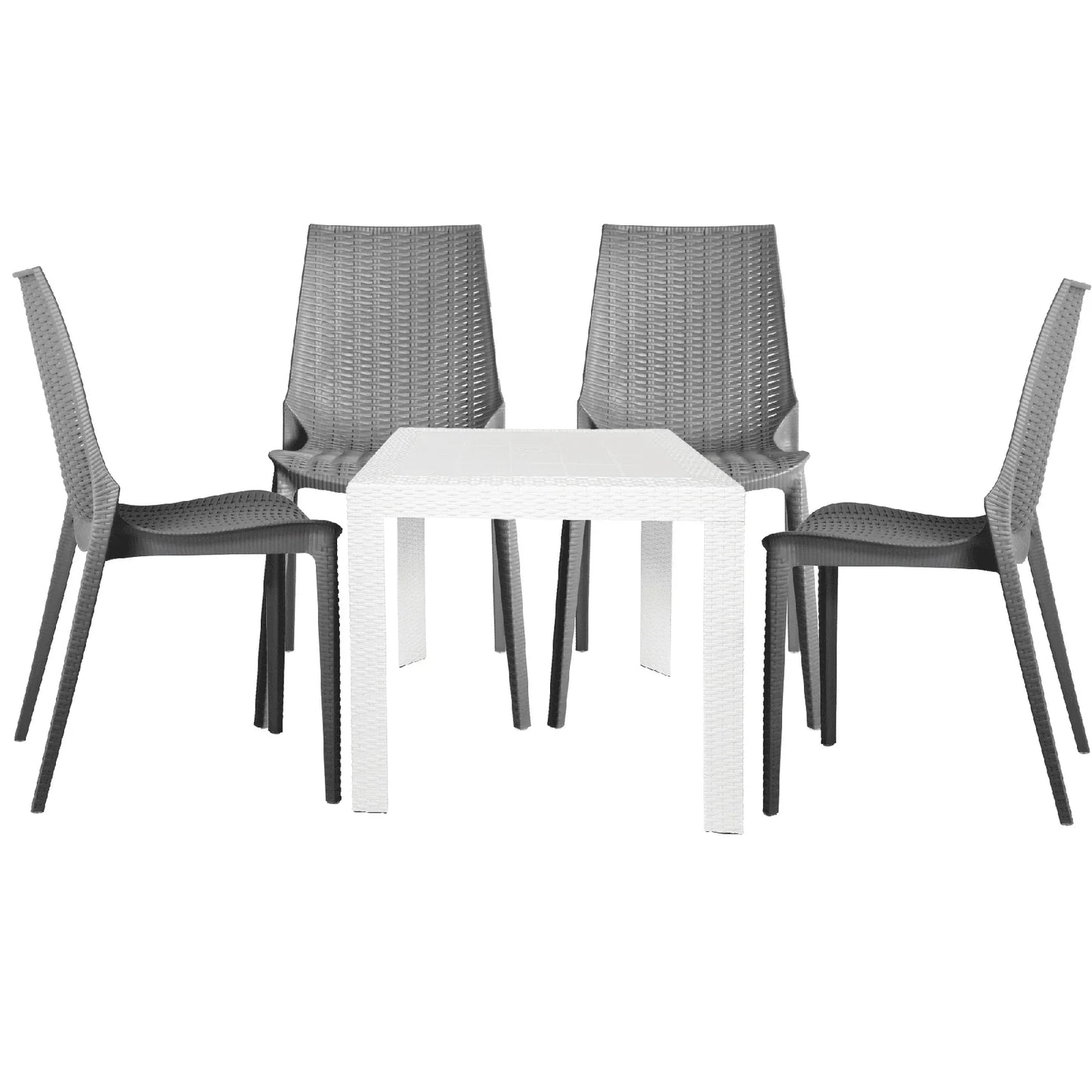 Kent Mid-Century Modern Weave Design 5-Piece Outdoor Patio Dining Set - Elax Furniture