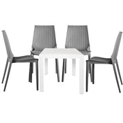 Kent Mid-Century Modern Weave Design 5-Piece Outdoor Patio Dining Set - Elax Furniture