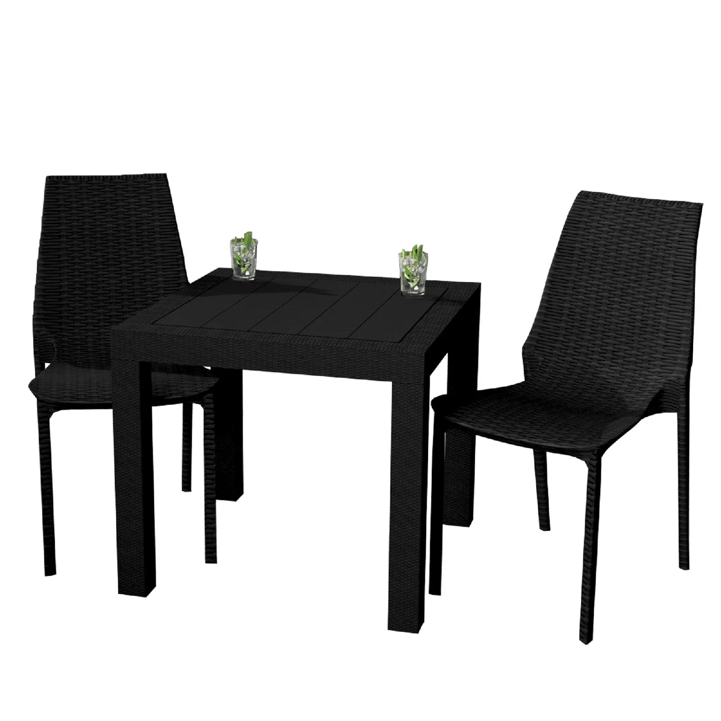 Kent Mid-Century Modern Weave Design 3-Piece Outdoor Patio Dining Set - Elax Furniture