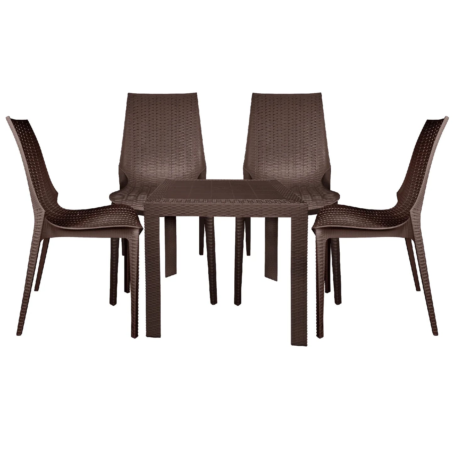 Kent Mid-Century Modern Weave Design 5-Piece Outdoor Patio Dining Set - Elax Furniture