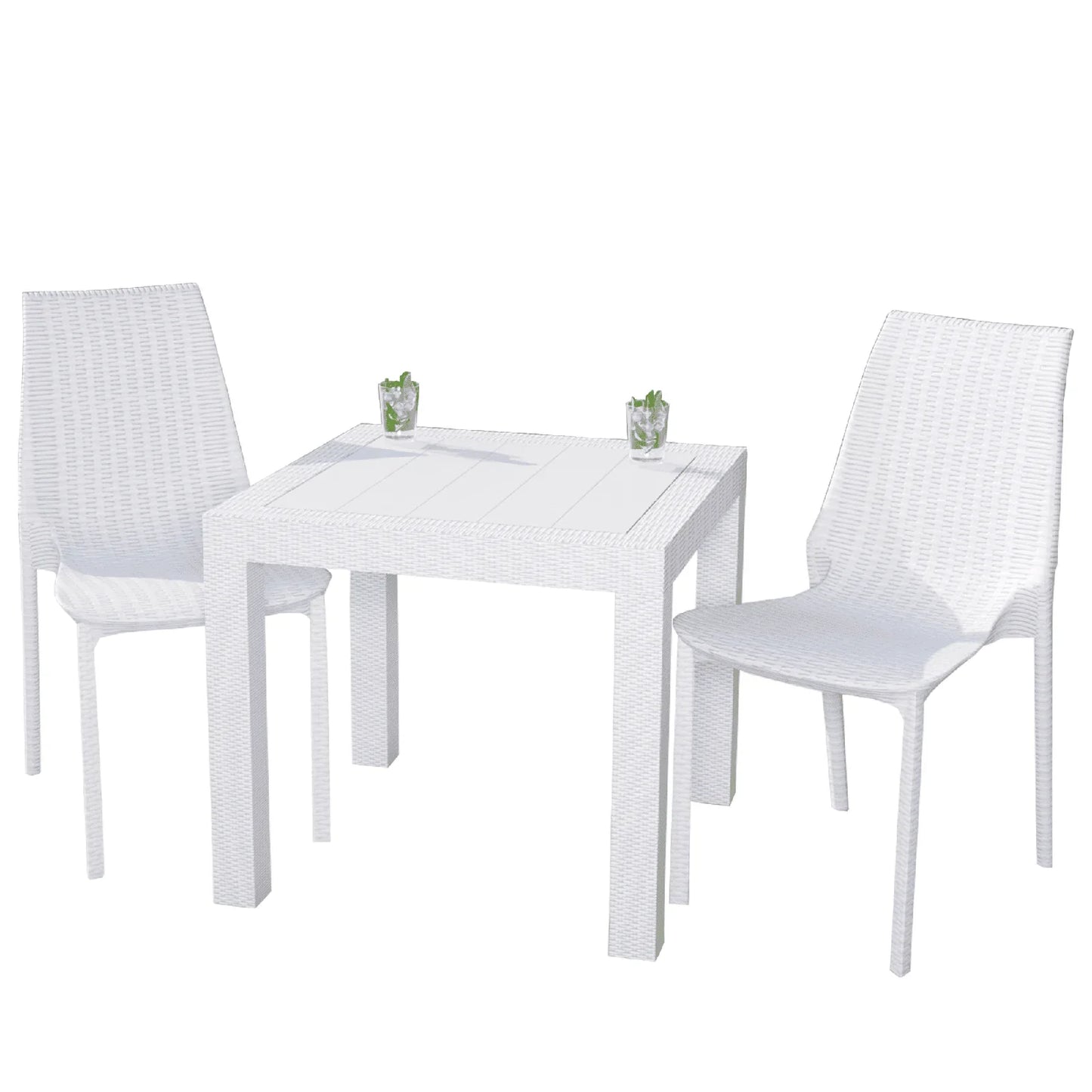 Kent Mid-Century Modern Weave Design 3-Piece Outdoor Patio Dining Set - Elax Furniture